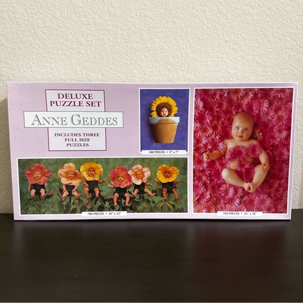 Anne Geddes Deluxe Puzzle Set Sealed Three Full Sized Puzzles New In Box 2001